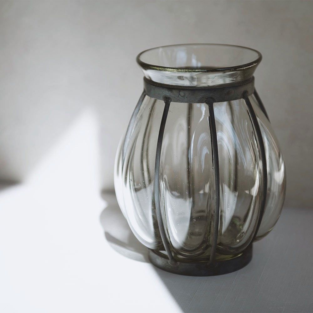 Handmade Blown Glass Vase and Lantern Set - Elegant Home Decor for Living Room, Wedding Centerpiece, Boho Chic Interior Design