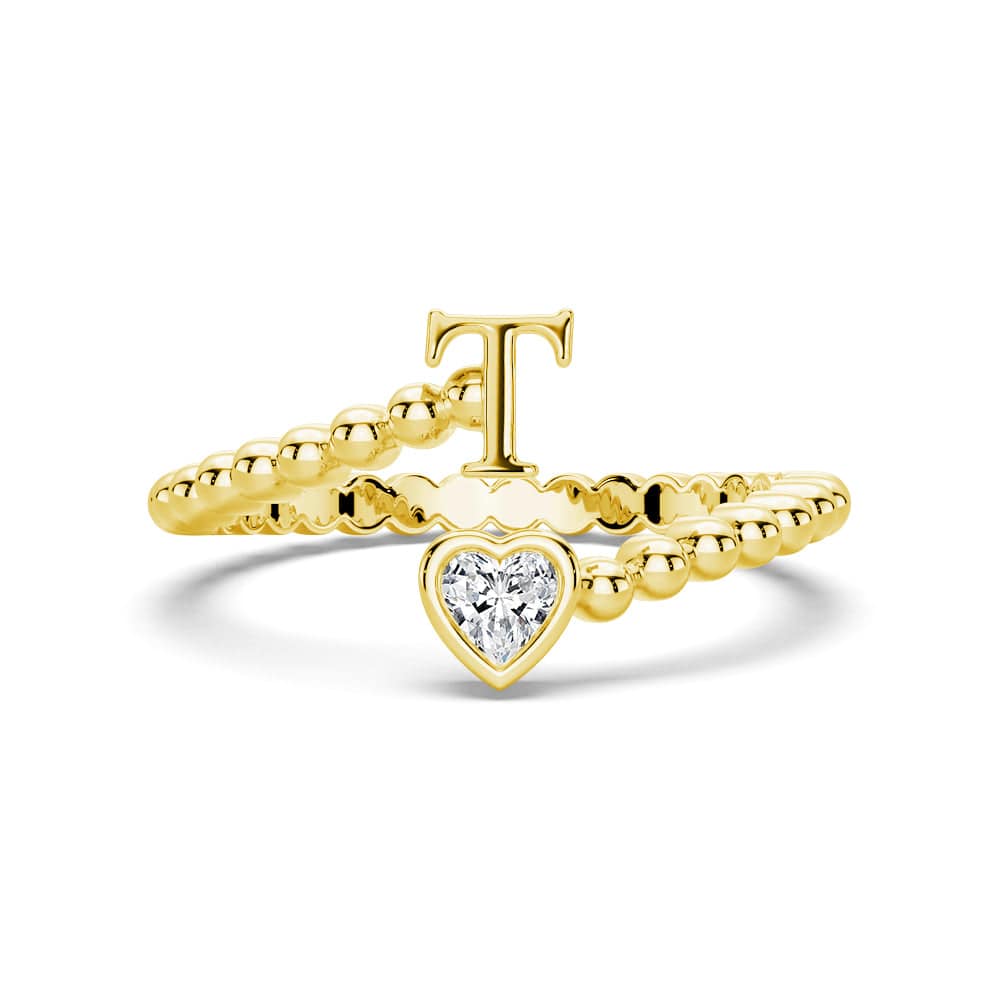 Lab Grown Diamond Personalized Initial Promise Ring for Women - Custom Engraved 14K Gold/White Gold Name Letter Ring - Perfect for Anniversaries, Engagements & Special Occasions