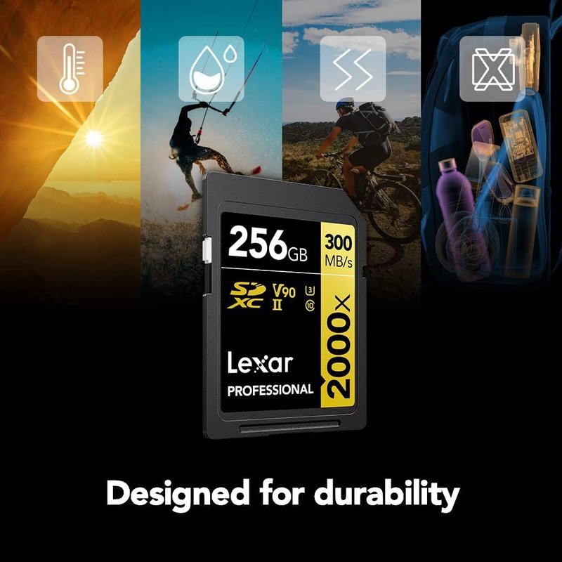 Lexar Pro SDXC Gold Series 2000X 32GB/64GB/128GB High-Speed Memory Card - Single or Multi Pack for DSLR, 4K Camera, Drone & Action Cameras