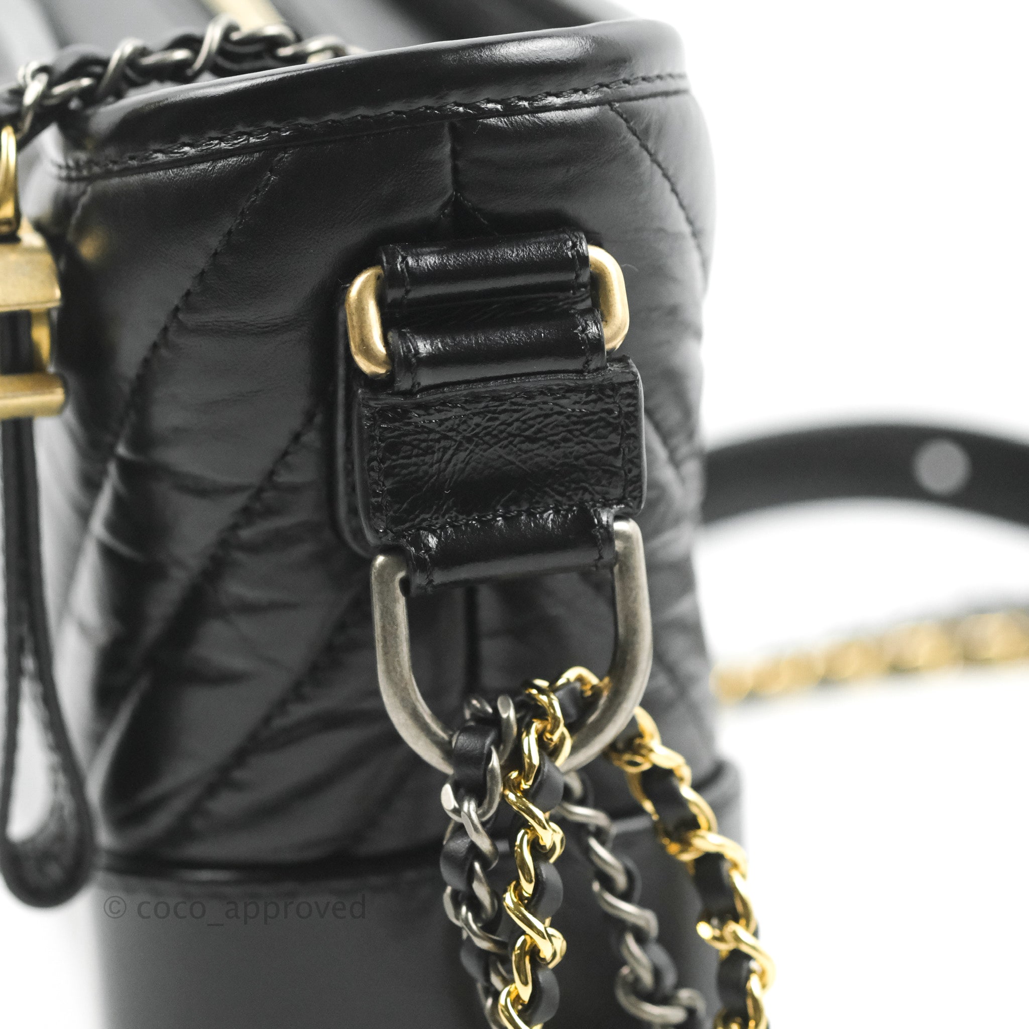 Chanel Small Gabrielle Hobo Bag in Black Calfskin with Chevron Pattern & Mixed Hardware - Perfect for Everyday Use, Work & Special Occasions