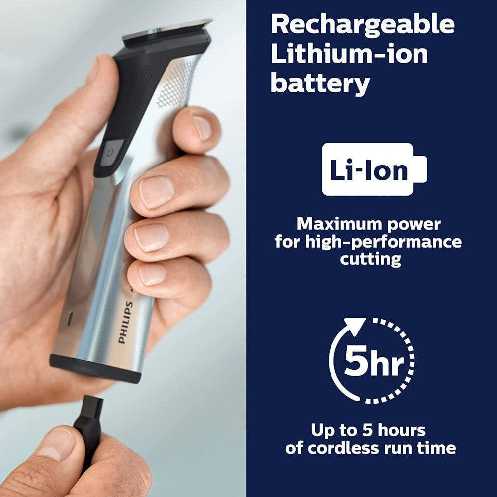 PHILIPS MG5750/18 Multigroom 5000 All-in-One Trimmer for Face, Head & Body Grooming - Perfect for Men's Beard, Hair & Body Shaving at Home or Travel