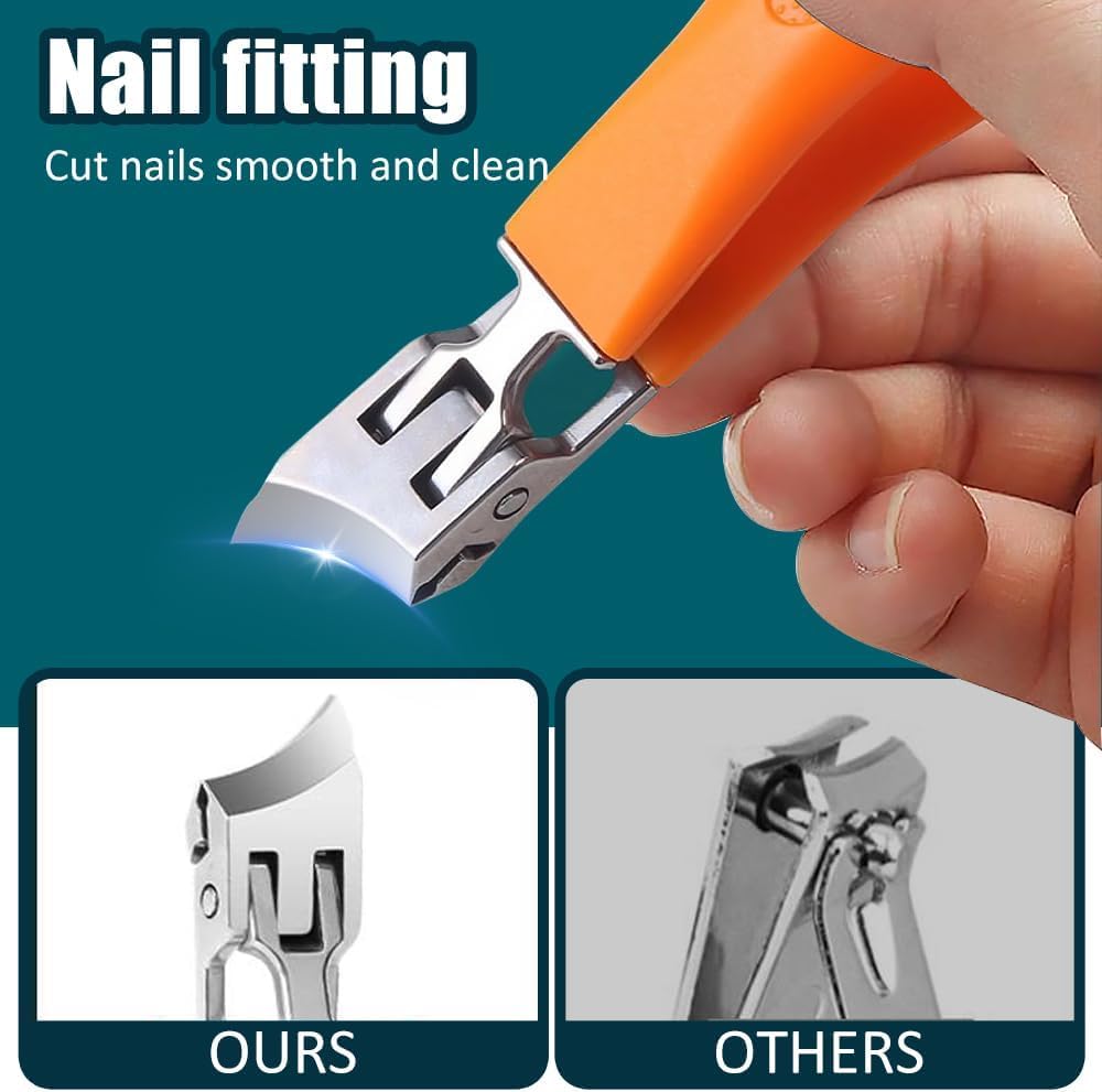 2PCS Wide Jaw Opening Anti-Splash Slanted Nail Clipper - 2025 Upgrade Ultra Sharp Stainless Steel Toenail Clippers with Long Handle & Curved Blade for Thick Nails - Perfect for Elderly, Diabetics & Professional Pedicures