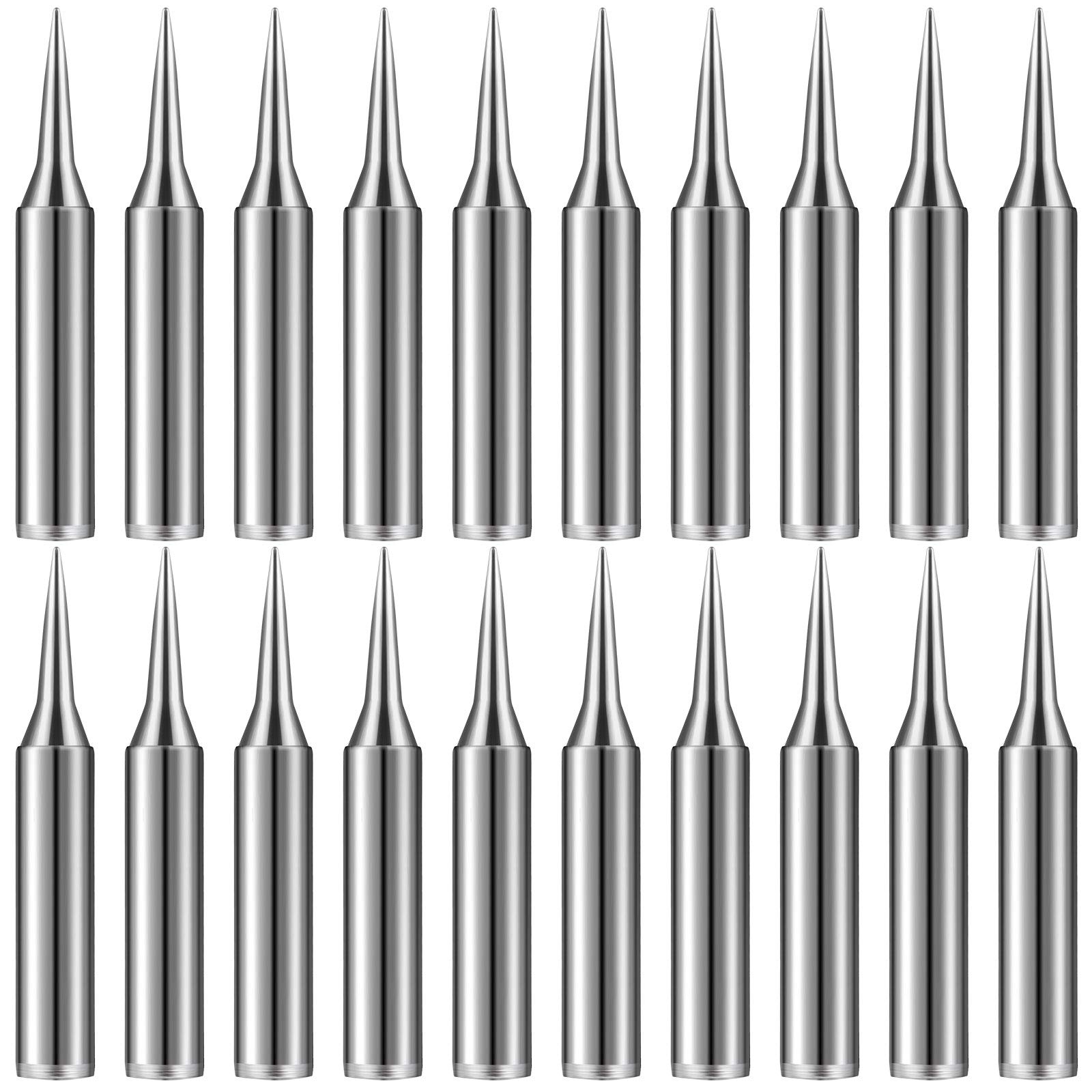 20-Piece Soldering Iron Tip Set - Pointed Fine Replacement Tips Compatible with Hakko 900M-T-I & Other Soldering Tools - Ideal for Electronics Repair, DIY Projects & Circuit Board Work