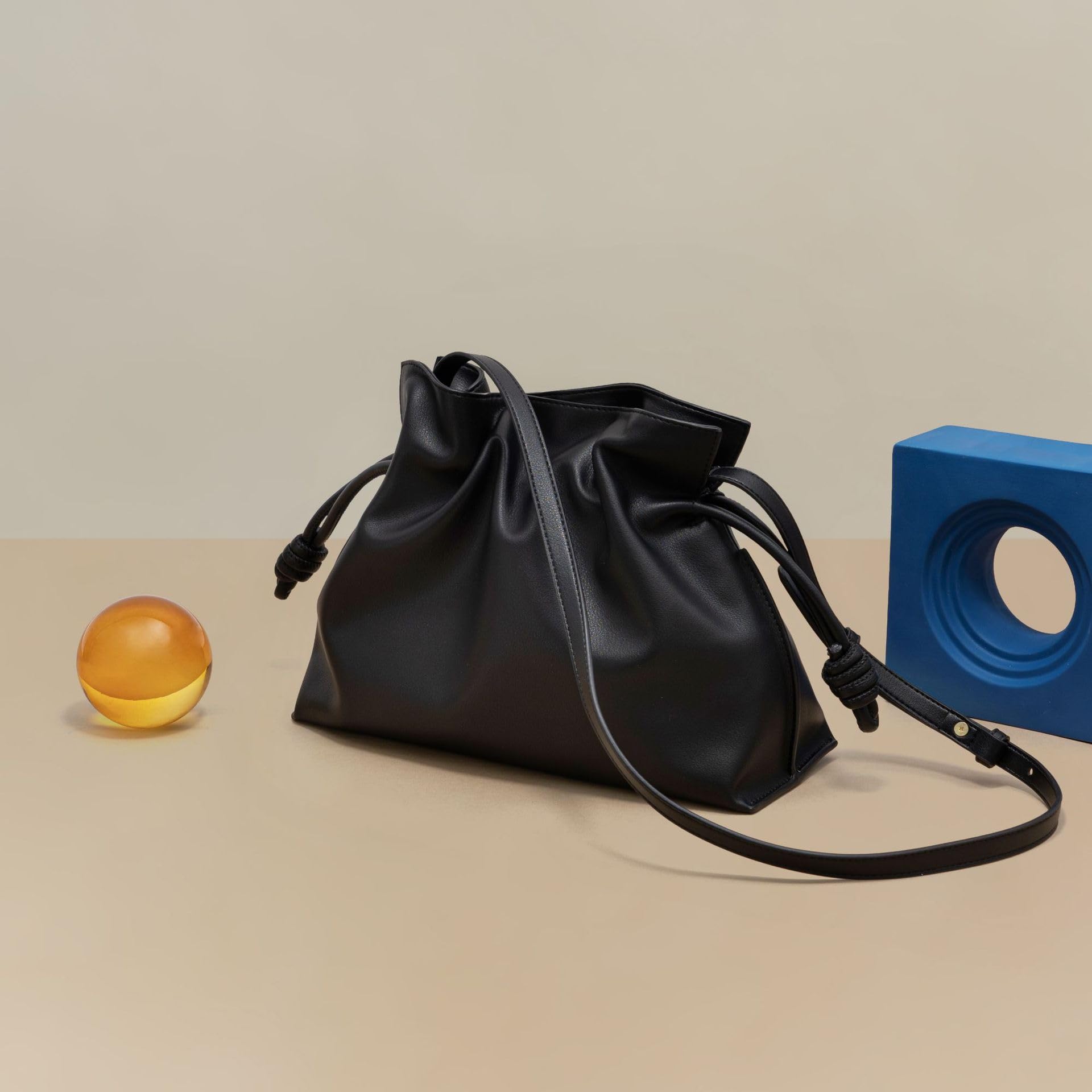 MOZEK Genuine Leather One-Shoulder Crossbody Bag - Korean Style Cloud Purse with Large Capacity | Perfect for Work, Travel & Daily Use (Lucky Bag Design)