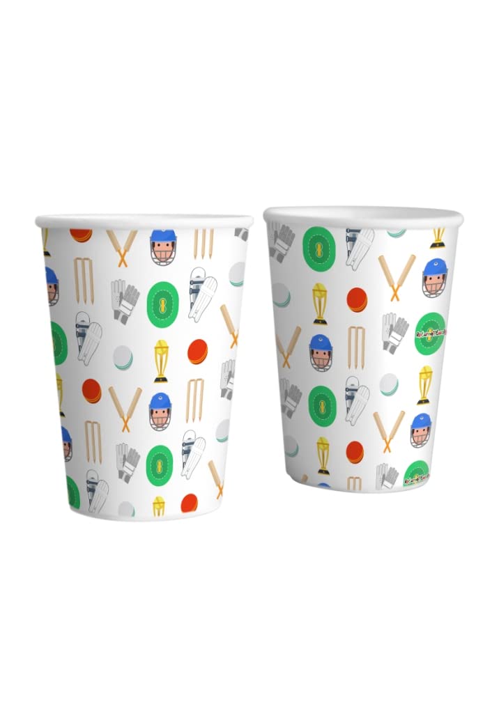 20-Pack Cricket Themed Paper Cups - Disposable Party Supplies for Cricket Games, Birthday Parties & Outdoor Events