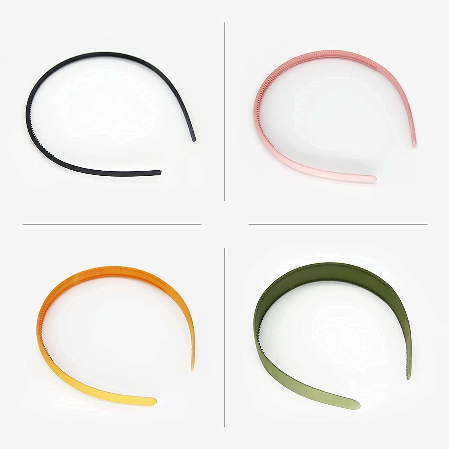 FAVELA Plastic Headbands for Women - 8 Pack Thin & Wide Hair Bands with Fine Comb Teeth, Plain & Zig Zag Matte Styles, Woven Design - Perfect for Work, School, Gym, and Everyday Styling