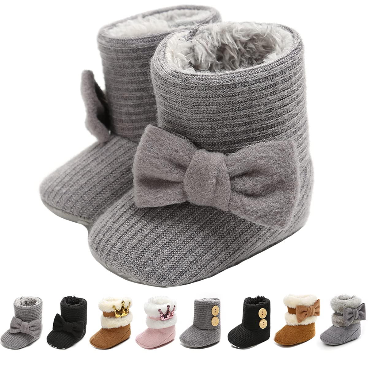 Ohwawadi Cozy Fleece Baby Booties for Boys & Girls - Warm Winter Snow Boots for Newborn to Toddler - Perfect for Indoor Play, Outdoor Walks & Cold Weather Protection