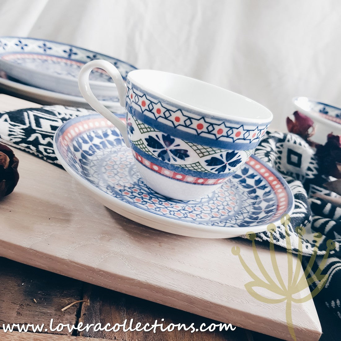 Awasaka Japan Blue Four Leaves Tea & Dinnerware Set - Premium Japanese Ceramic Tableware for Tea & Dining - Perfect for Home, Restaurants & Gifts