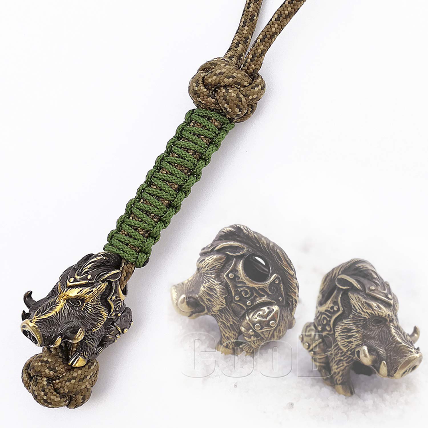 Premium EDC Paracord Lanyard Keychain with Solid Metal Wild Boar Charm - Tactical Survival Gear for Knives, Keys & Outdoor Adventures | Perfect for Camping, Hiking and Emergency Preparedness