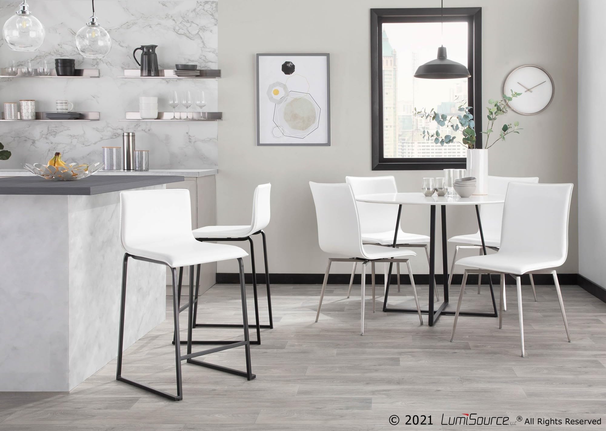 LumiSource Mason Upholstered Dining Chairs Set of 2 - Modern Kitchen Chairs with Comfortable Fabric Seat for Dining Table, Breakfast Nook, and Home Office