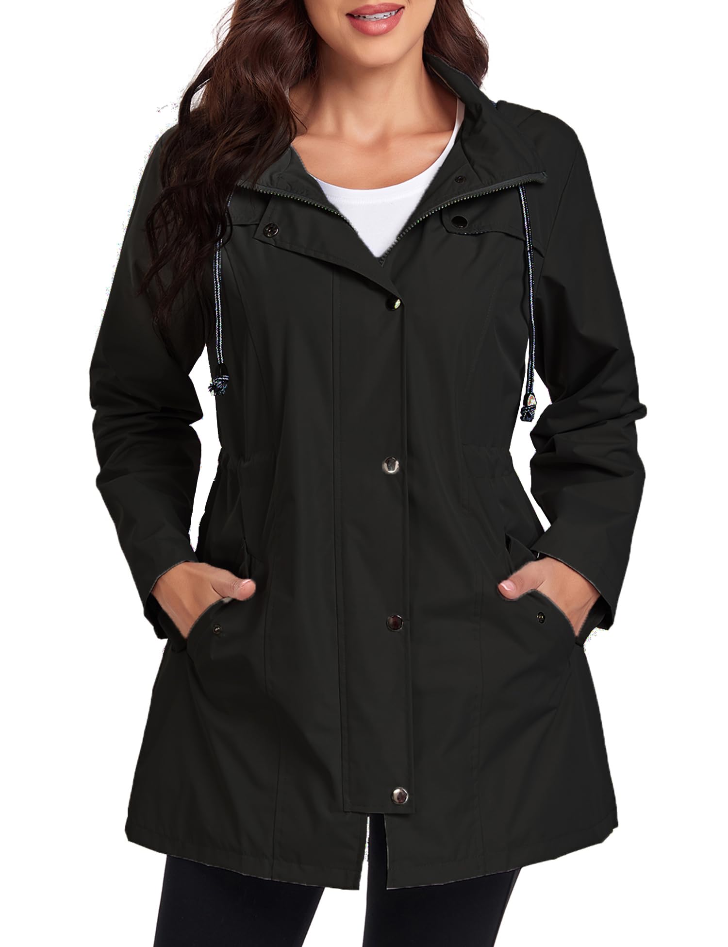 Women's Waterproof Raincoat Windbreaker Jacket - Lightweight Hooded Trench Coat for Outdoor Activities (S-XXL) | Perfect for Hiking, Commuting & Rainy Day Protection