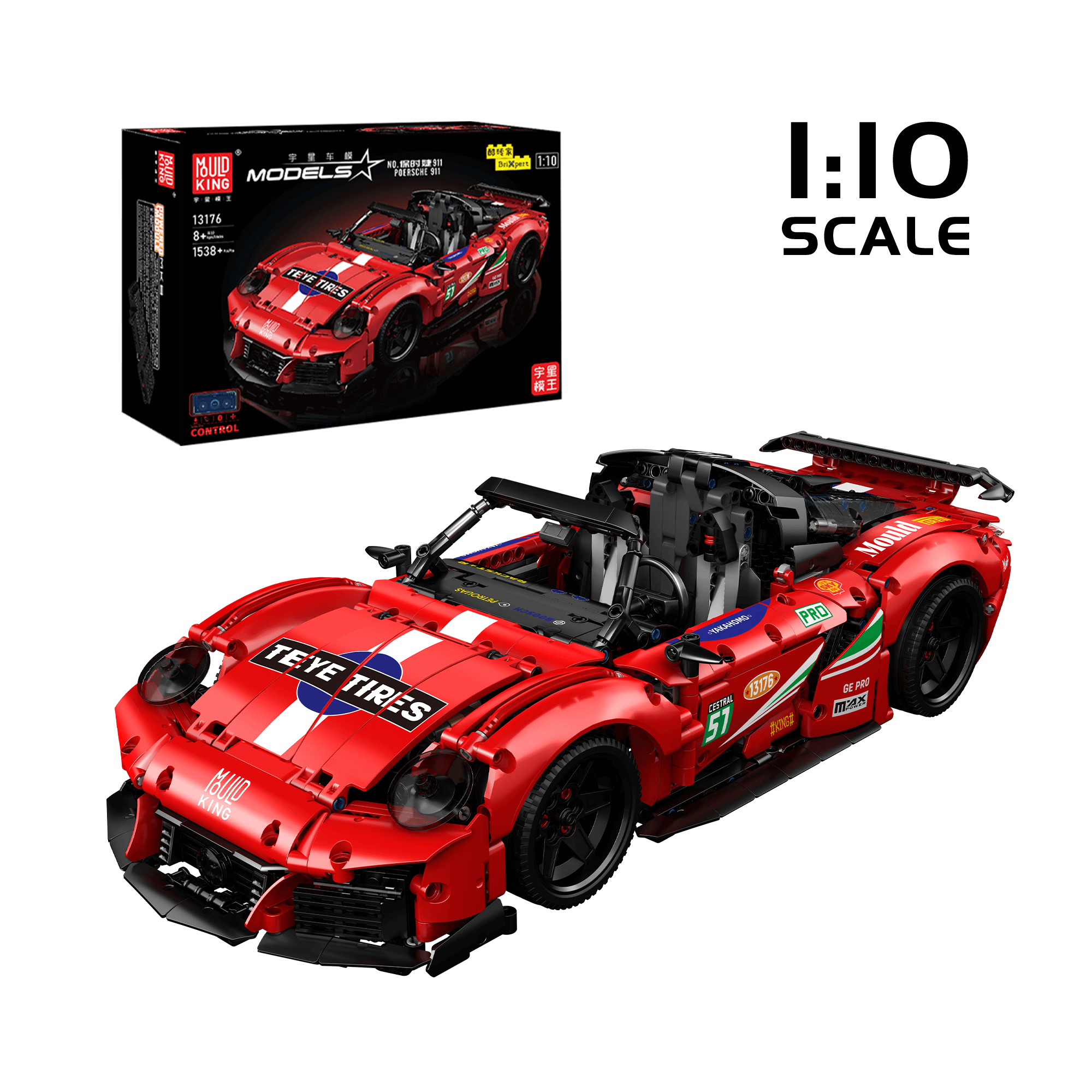 MOULD KING 13176 NO. 911 Supercar Remote Control Building Blocks Set - 1,538 PCS STEM Toy for Adults & Kids | Perfect for Collectors, DIY Projects & Birthday Gifts