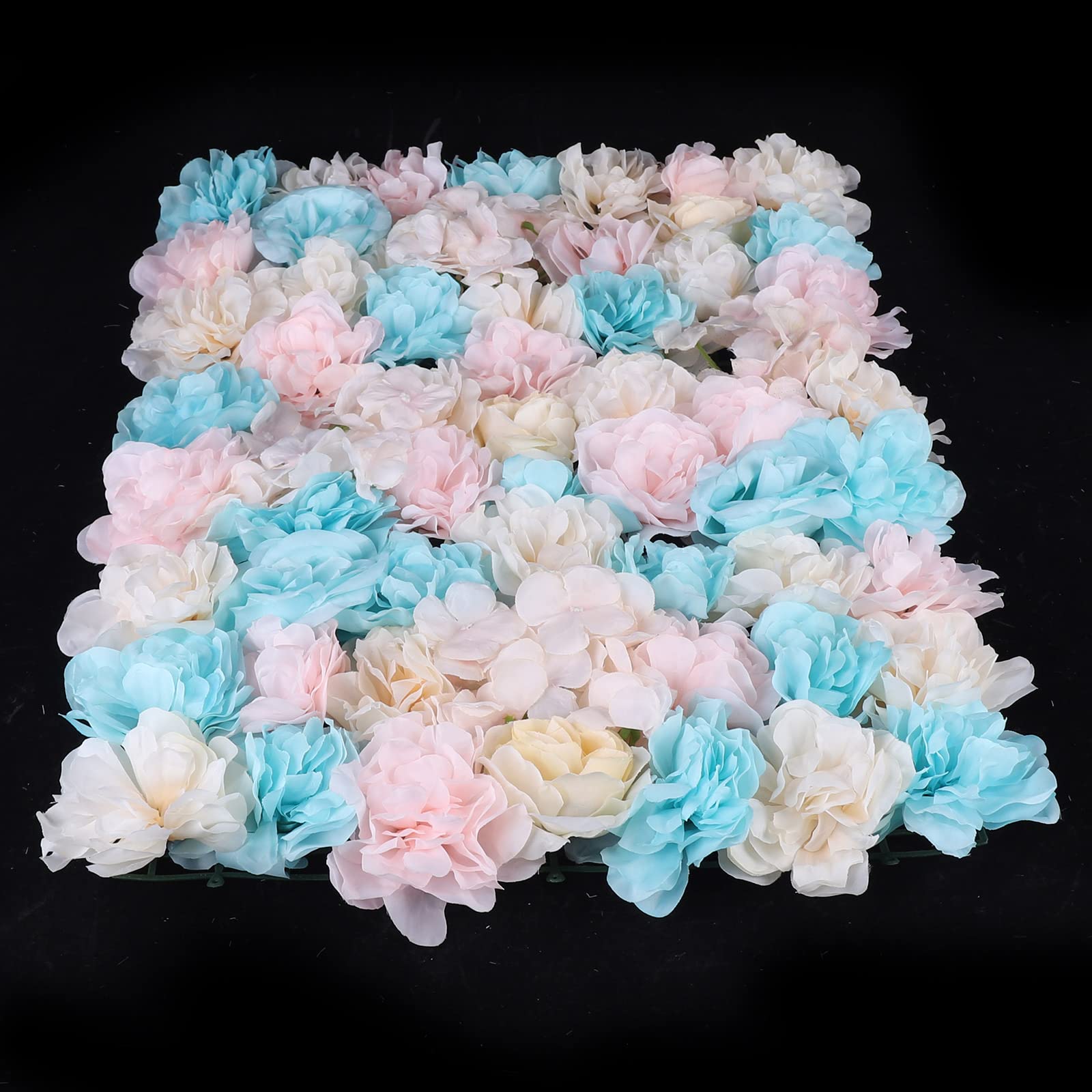 Gdrasuya10 Artificial Silk Flower Wall Panel - 12 Pack Wedding Backdrop for Photography, Room Decor, Hanging Baskets & Garden Arch (15.75x23.62x0.79 Inches, Blue & Pink) - Perfect for Weddings, Baby Showers & Home Decoration