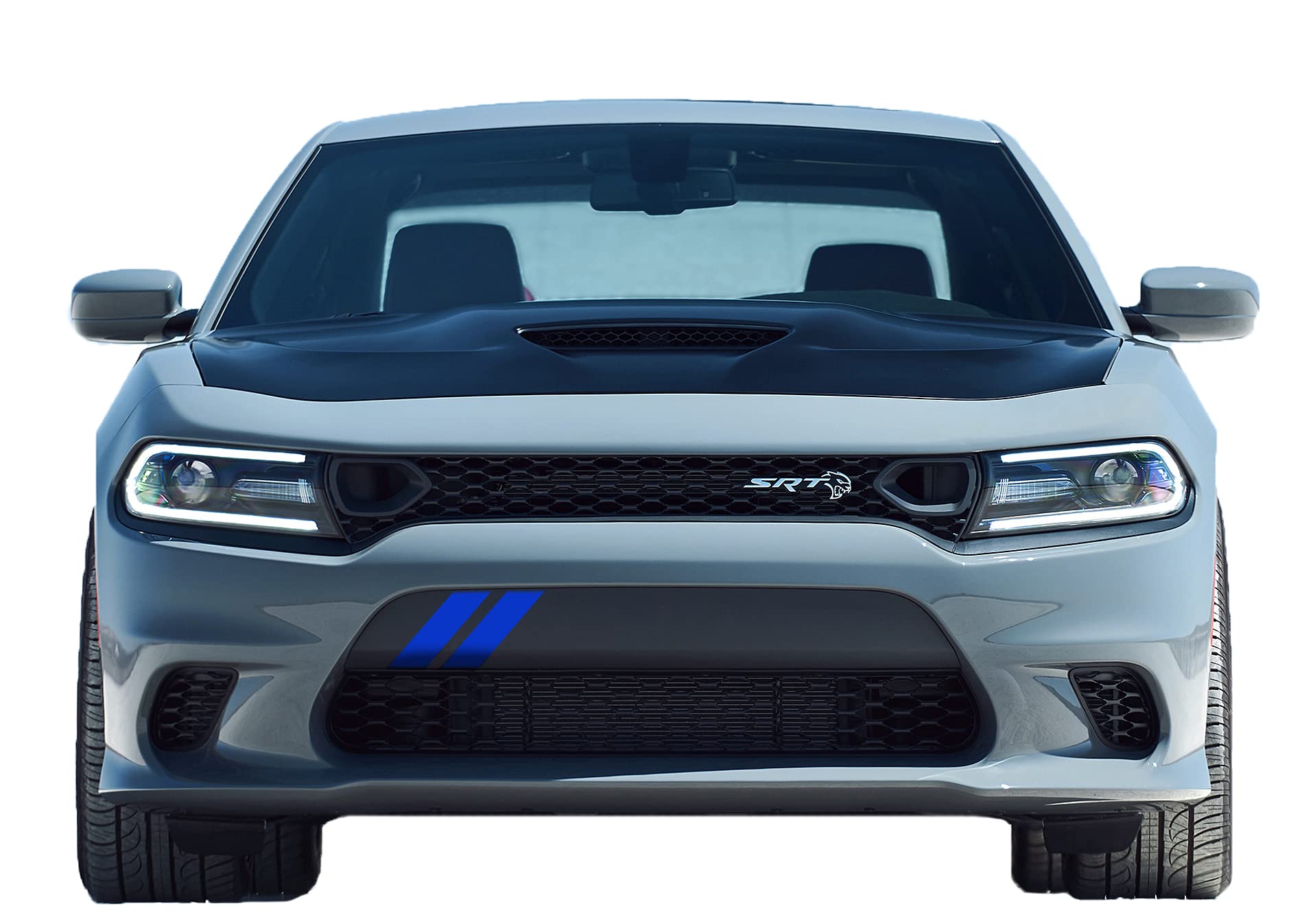 Reflective Blue Charger Front Bumper Hash Stripes - High Visibility Decorative Stripes for Dodge Charger - Perfect for Night Driving & Car Customization