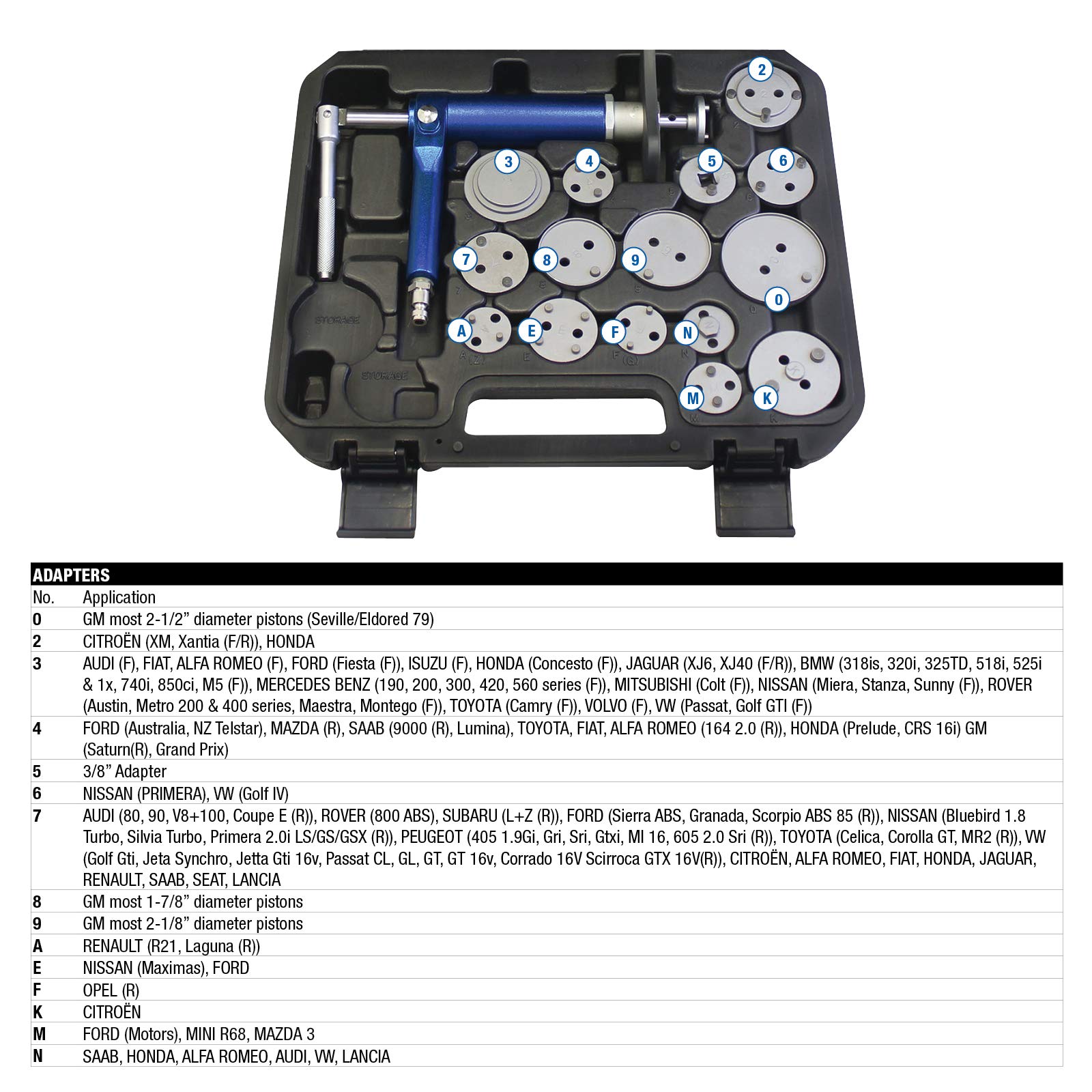 Mastercool 43050 Air Powered Brake Caliper Wind Back Tool Kit - 1 Pack for Professional Auto Repair & Maintenance | Perfect for Mechanics & DIY Car Enthusiasts