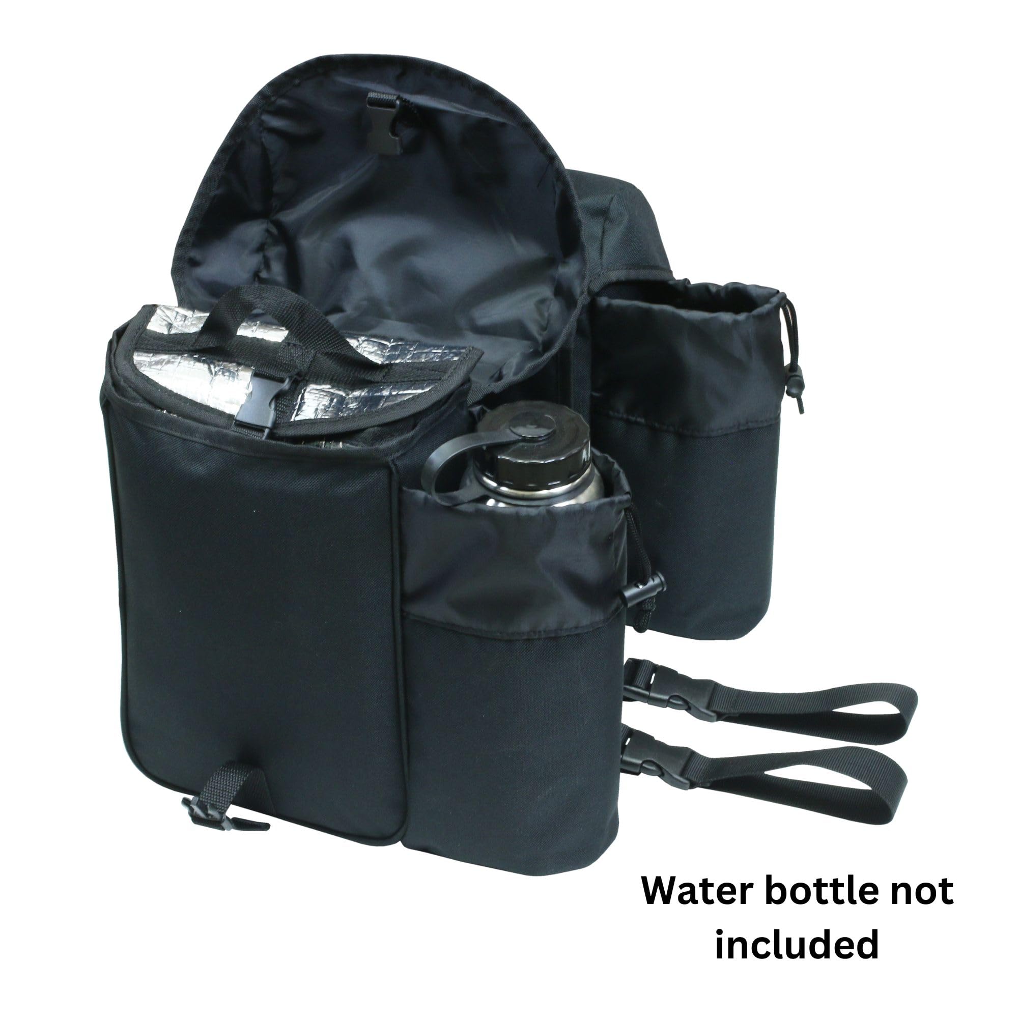 **TrailMax Big Sky Saddlebags – Durable Nylon Horse Saddle Bags with 2 Water Bottle Holders for Trail Riding – Designed in Montana (Black) – Perfect for Long-Distance Horseback Adventures & Outdoor Exploration**