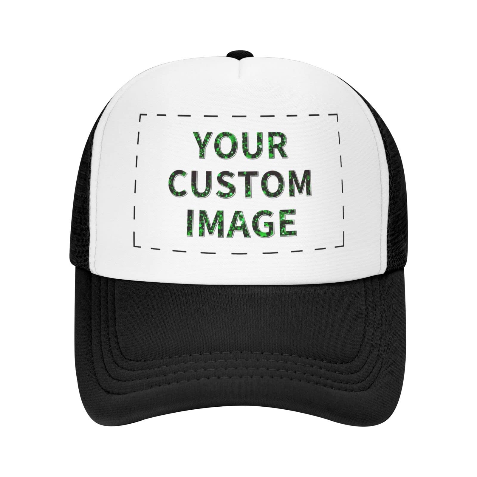 Custom Trucker Hats for Men & Women - Personalized Photo Baseball Caps - Design Your Own Adjustable Snapback Hat - Perfect for Sports, Outdoor Activities & Gifts (Black)