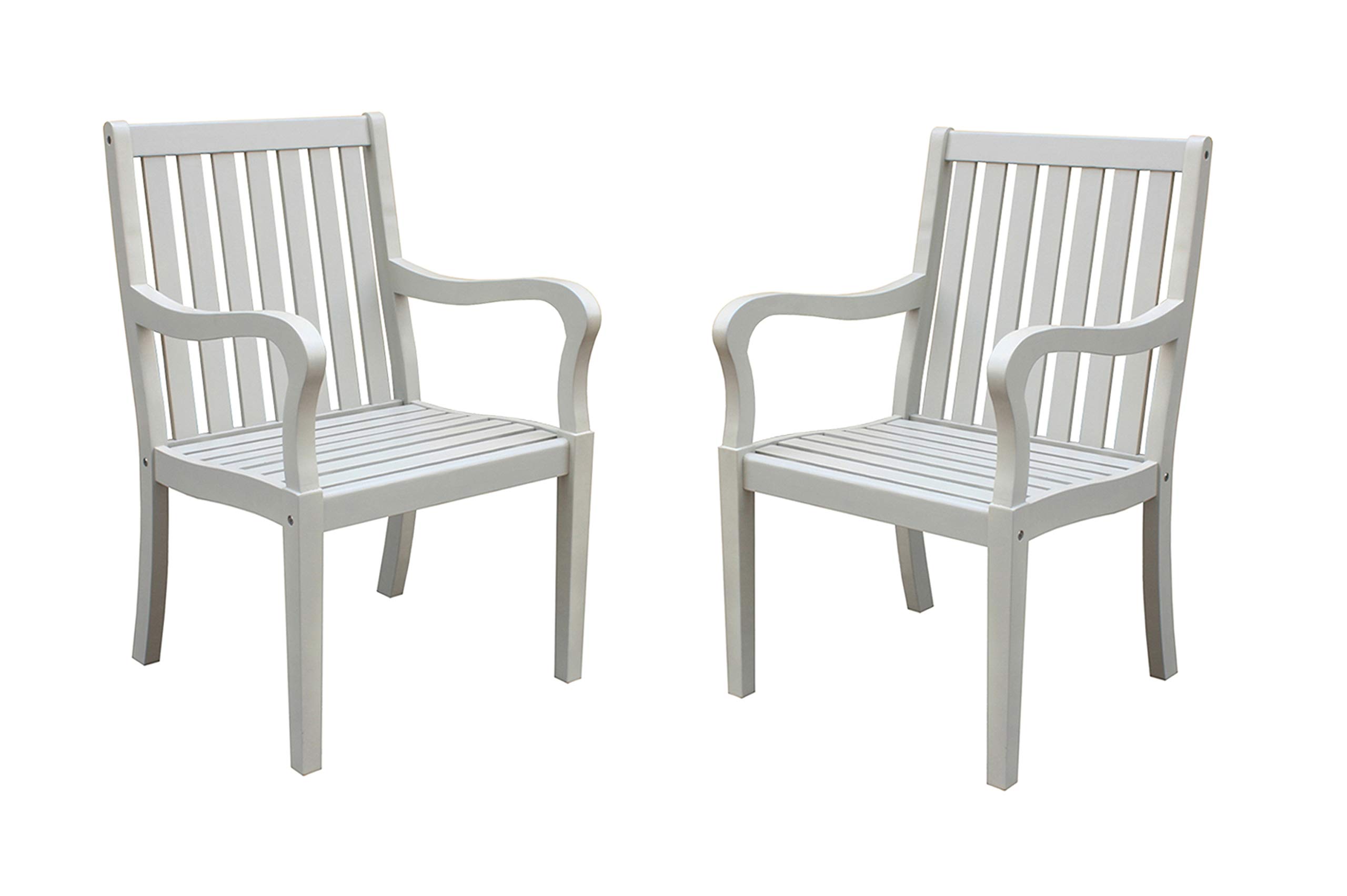 Pebble Lane Living Captains Dining Chairs Set of 2 - Light Gray Solid Wood with Rounded Arms & All-Weather Upholstery - Perfect for Kitchen, Dining Room, or Outdoor Patio Furniture