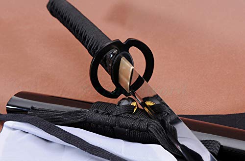 1060 High Carbon Steel Full Tang Katana - Authentic Japanese Samurai Sword with Musashi Tsuba - Perfect for Martial Arts Training, Cosplay, and Collectors