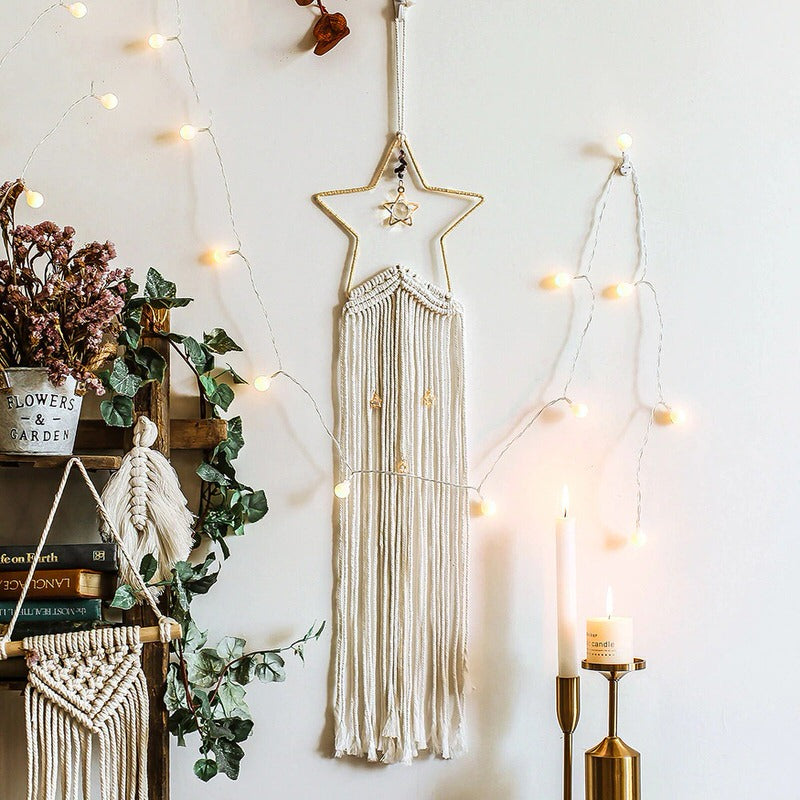 Handmade Star Macrame Dreamcatcher - Boho Wall Hanging Decor for Bedroom, Nursery & Living Room - Perfect for Home, Wedding & Gift Giving