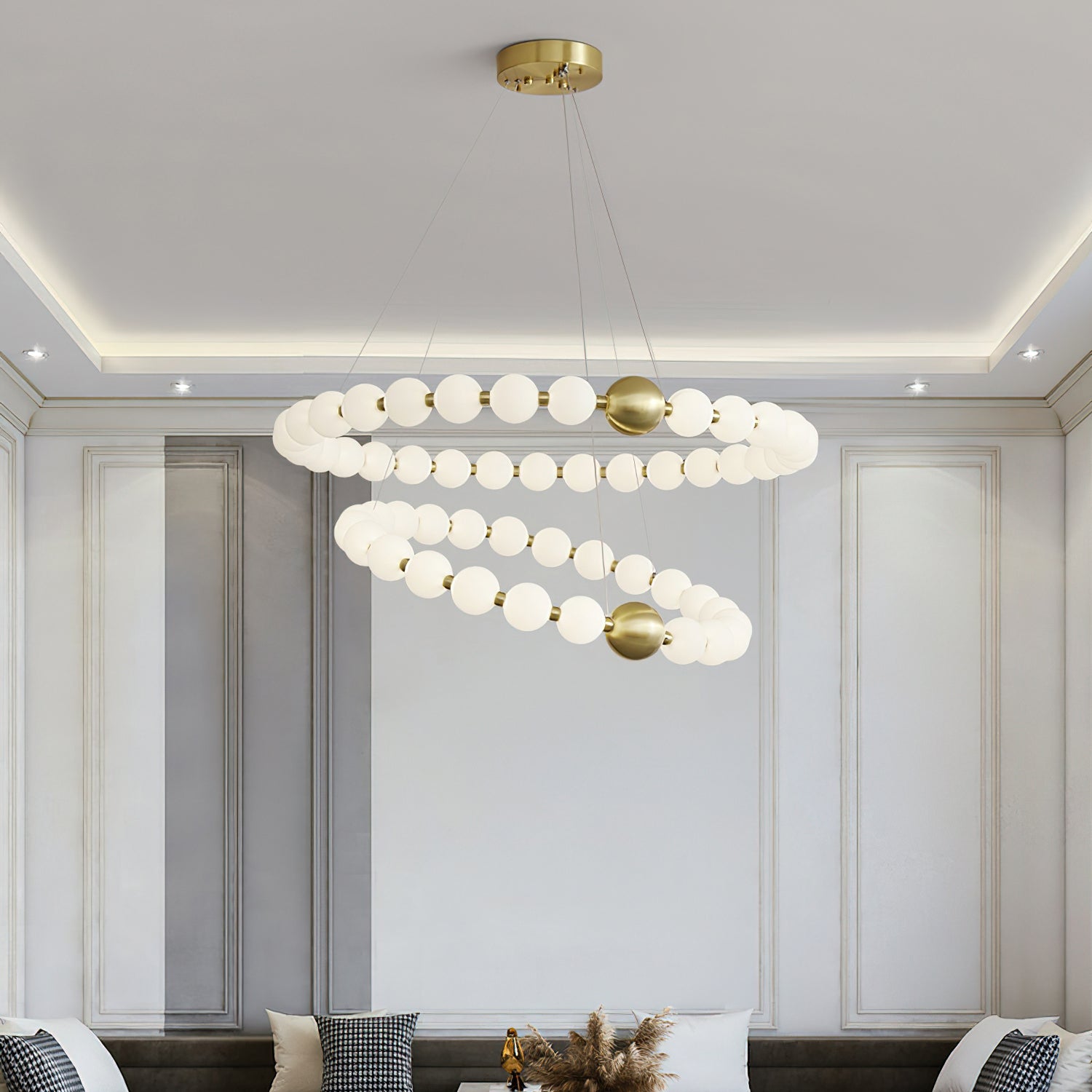 Aeyee Crystal Pearls Chandelier - Elegant Ceiling Light Fixture for Dining Room, Bedroom, Living Room & Wedding Decor