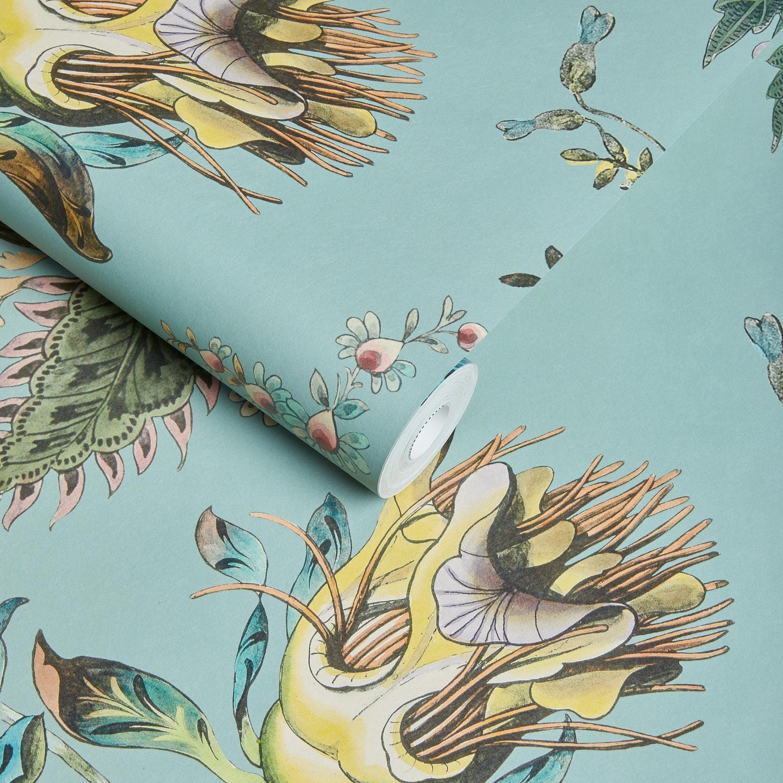 FLORA FANTASIA Sky Blue Wallpaper - Peel and Stick Removable Wallpaper for Bedroom, Living Room, Nursery Decor