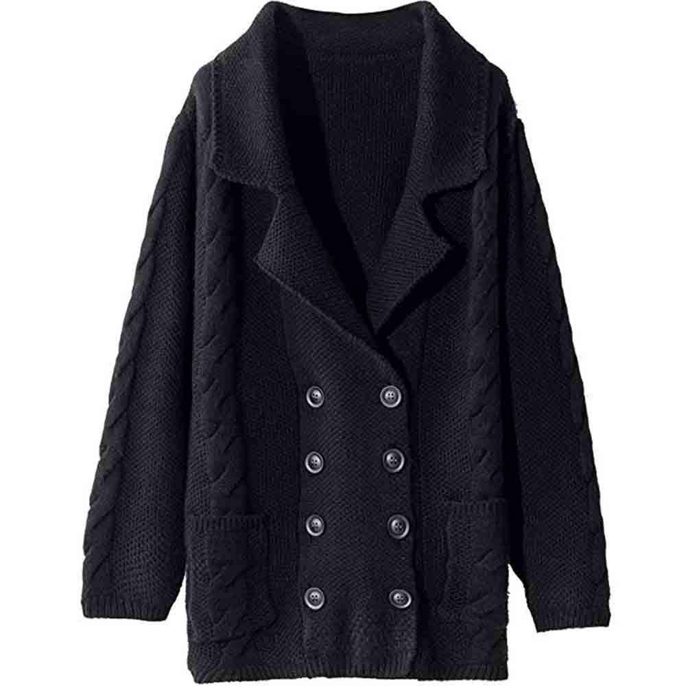 Vedolay Women's Knit Sweaters - Loose Fit Large Neck Button Up Cardigan, Solid Color Short Outerwear for Casual Wear & Layering