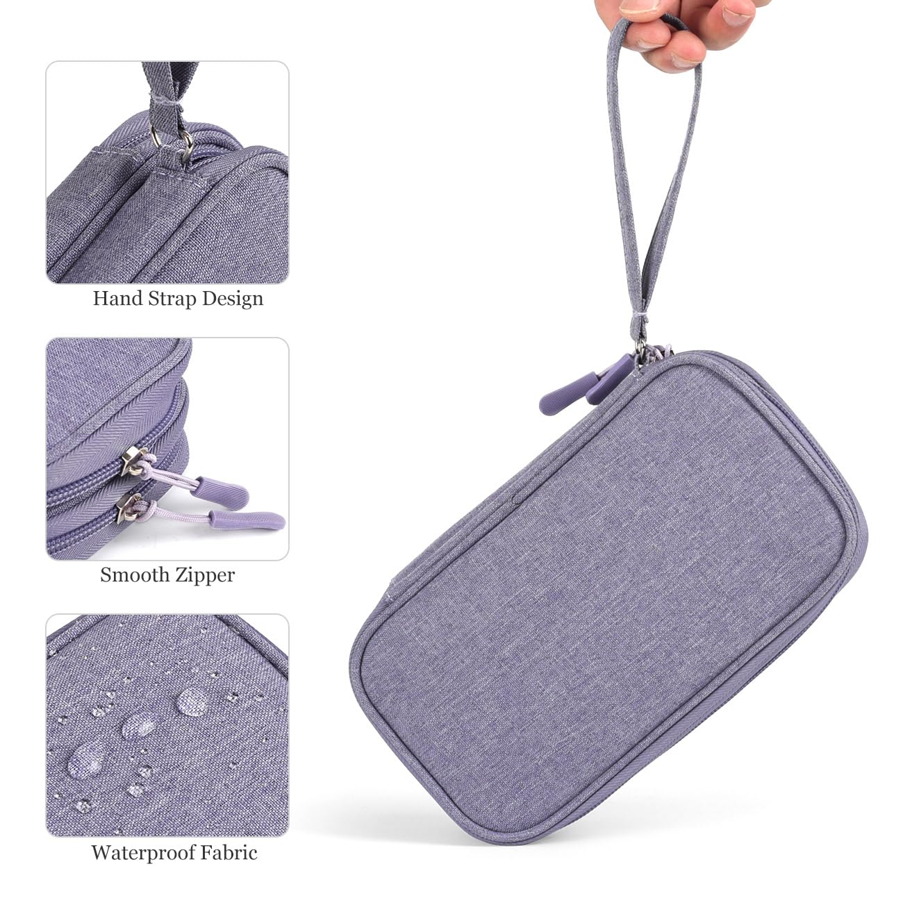 Electronic Organizer Travel Cable Accessories Bag - Waterproof Storage Case for Power Bank, Chargers, USB Cables, Earphones & Mouse - Portable Cord Organizer for Office, Home & Travel (Purple)