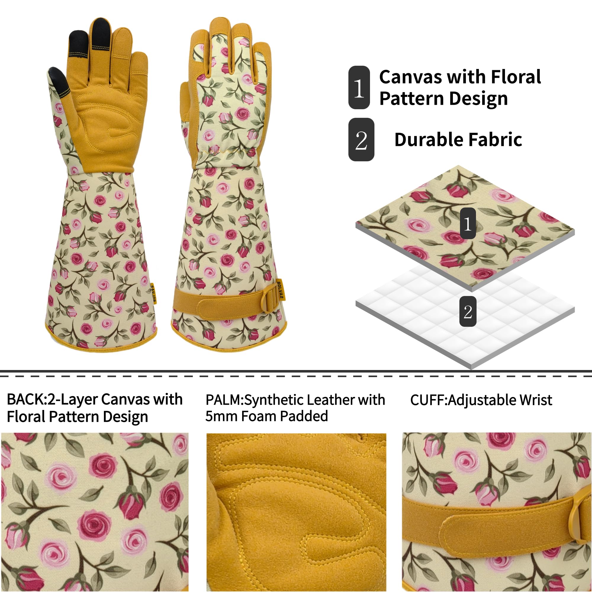 Durable Touchscreen Gardening Gloves with Long Cuff - Thorn Proof Rose Pruning Gloves for Women & Men - Perfect for Planting, Weeding, and Outdoor Yard Work
