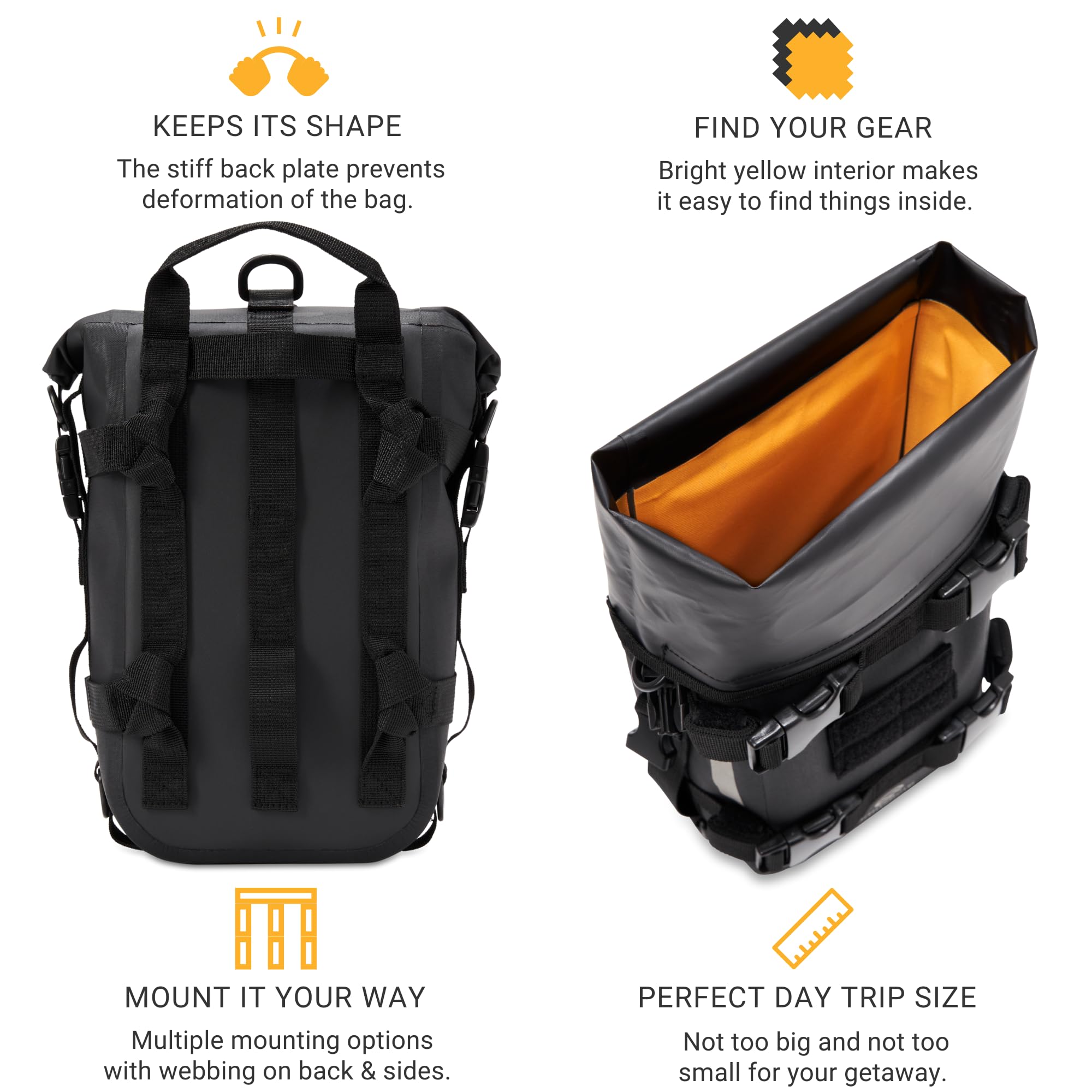 Waterproof Motorcycle Tail Bag 7L - Durable Motorcycle Dry Bag for Crash Bars, Sissy Bars & Back Seats - Universal ATV/Enduro/Dirt Bike Luggage Pack for Rain Protection & Adventure Riding