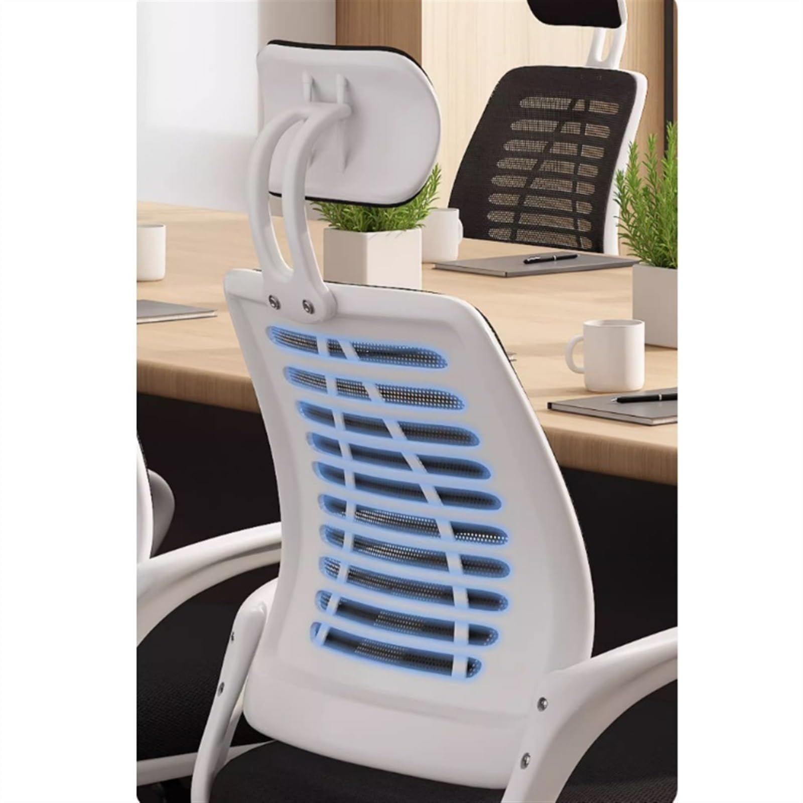 Ergonomic Office Chair with Fixed Armrests, Lumbar Support & Mesh High Back - Comfortable Foam Seat Cushion for Home & Office Workspace - Perfect for Long Hours of Sitting (Gray)