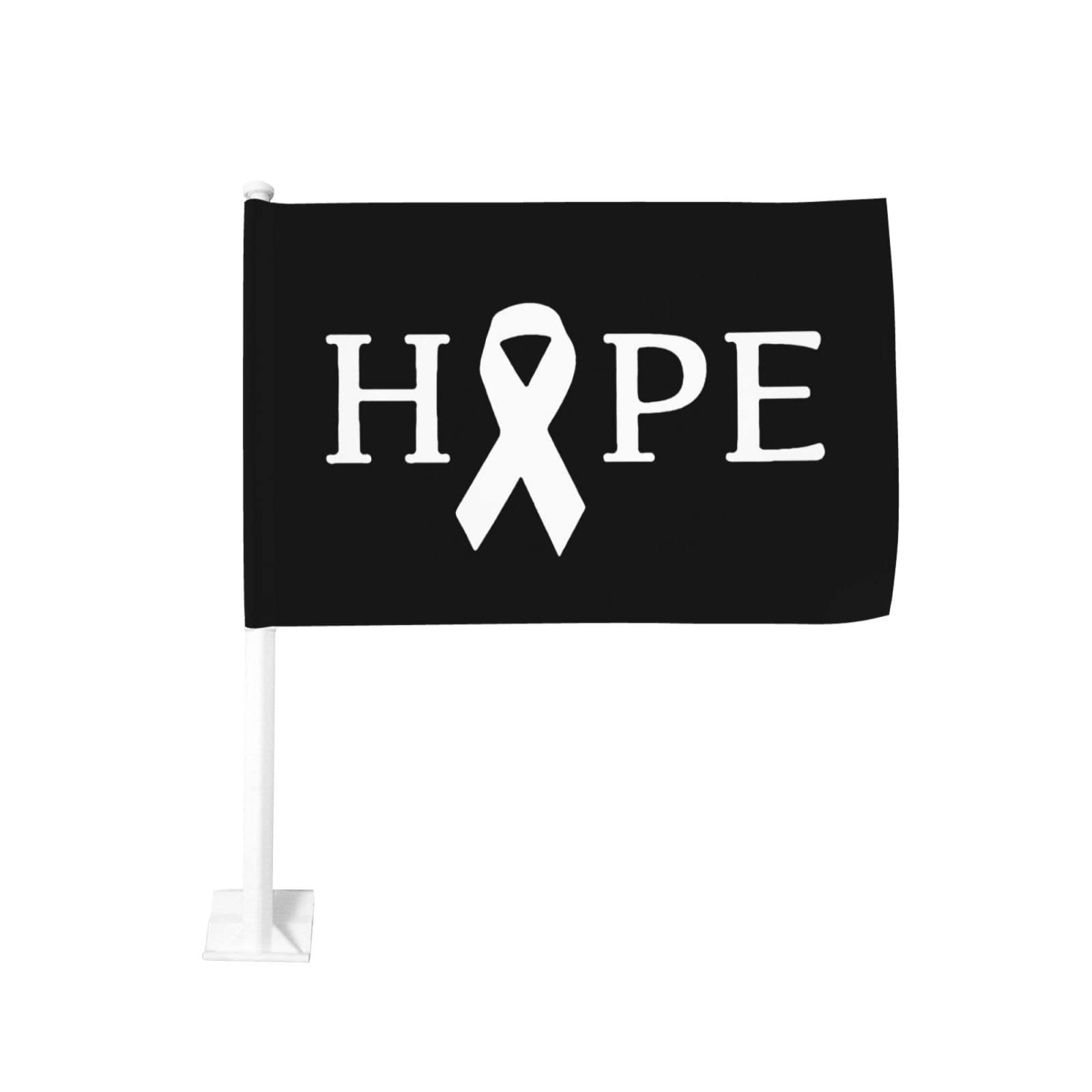 Hope Lung Cancer Awareness Double-Sided Car Banner - 12x18 Inch Car Flag for Vehicle Decoration, Outdoor Display, Cancer Support & Fundraising Events