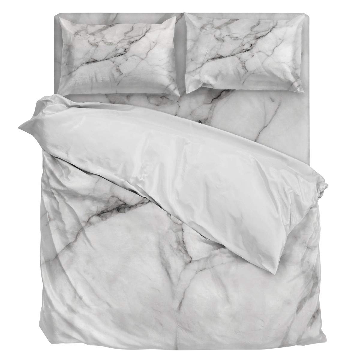 4-Piece Full Size Duvet Cover Set - Ultra Soft Brushed Microfiber with Modern Marble Pattern, All-Season Comforter Cover for Bedroom Decor | Perfect for Master Bedroom, Guest Room & Dorm