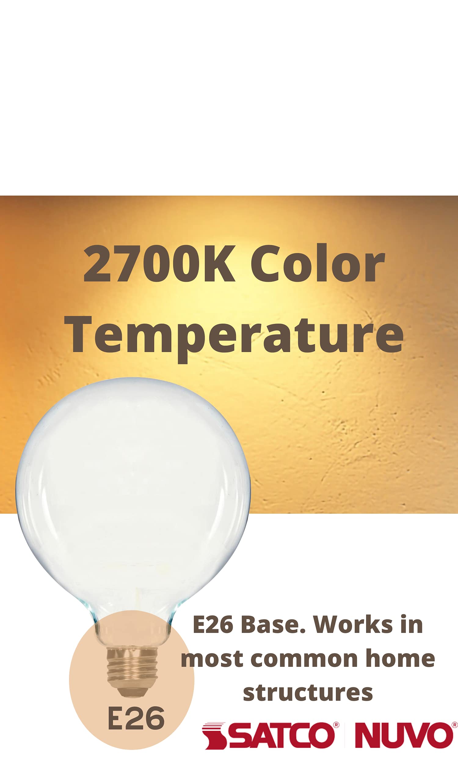 Satco S12112 6.5 Inch 6.5W G40 LED Medium Base Light Bulb - 2700K Warm White Frosted Finish - Energy Efficient Replacement for Home, Office & Commercial Lighting