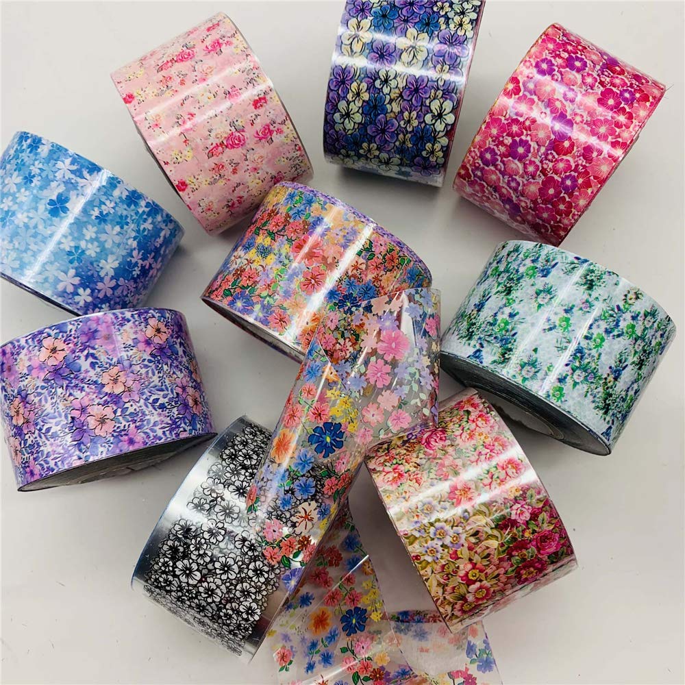 16 Rolls 3D Flower Leaf & Starry Sky Nail Art Stickers - DIY Manicure Transfer Decals, Holographic Foil Wrap for Nail Decoration | Perfect for Salon, Home Manicure & Gift Giving