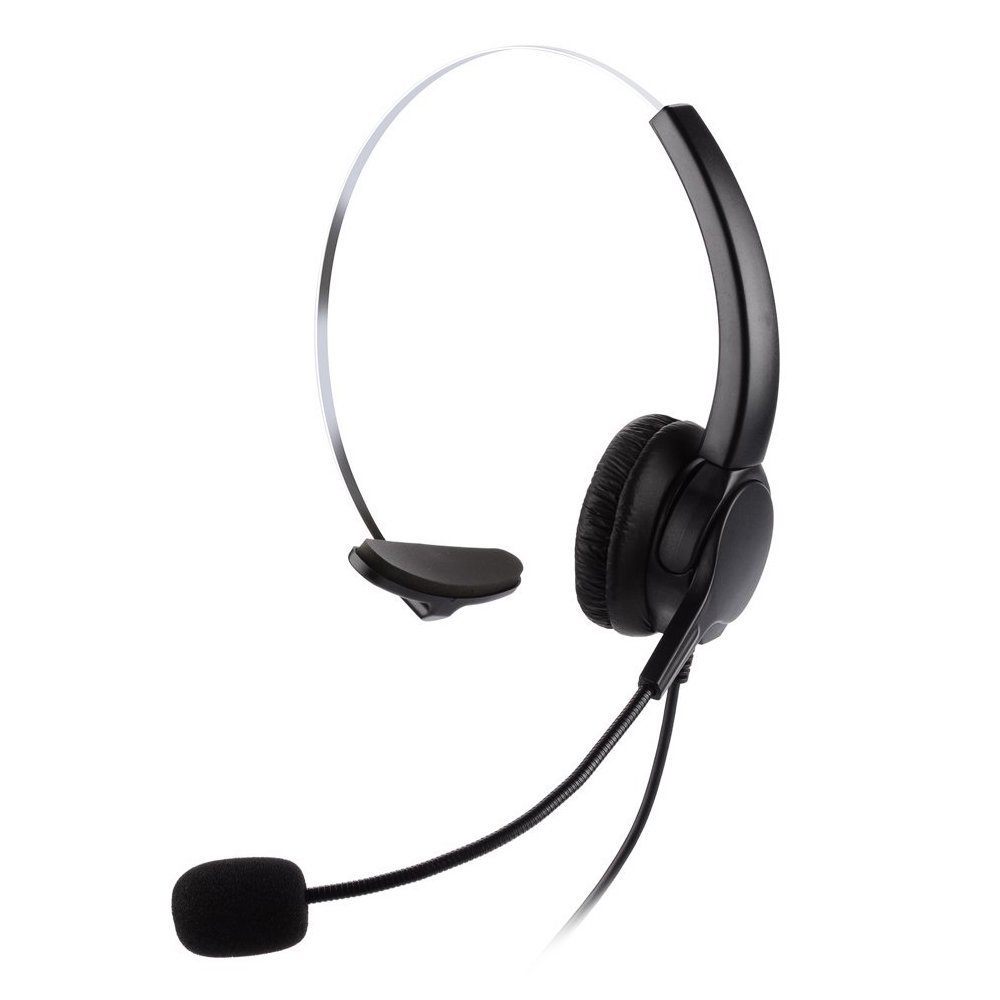 TelPal USB Monaural Noise Cancelling Headset with Adapter - Ideal for Office, Call Centers, and Remote Work on PC/Laptop