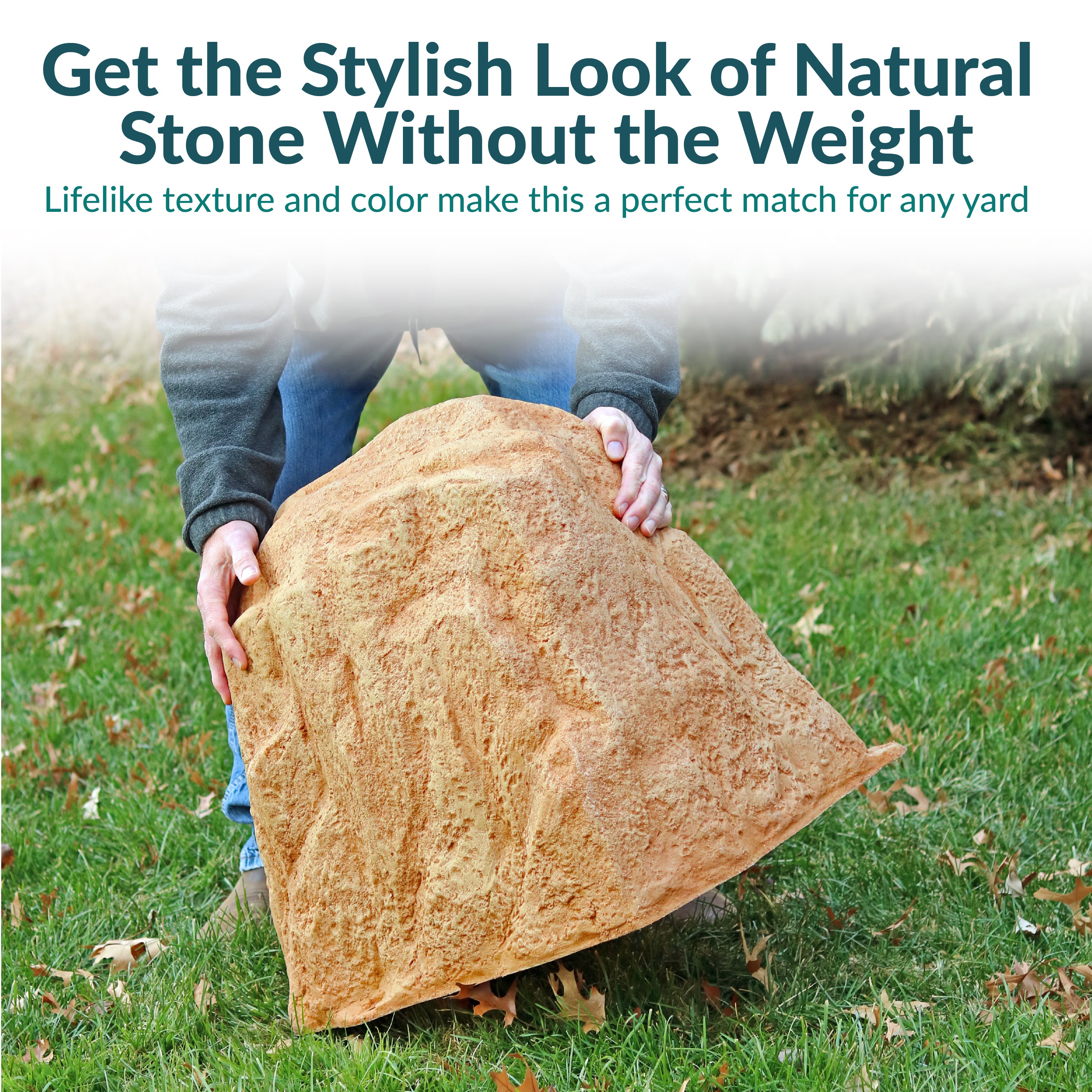 Sunnydaze Polyresin Landscape Rock Cover with Stakes - Decorative Yard Rock Cover for Outdoor Garden, Lawn, and Patio - Weatherproof and UV Resistant - Perfect for Hiding Utility Boxes, Cables, and Unsightly Areas