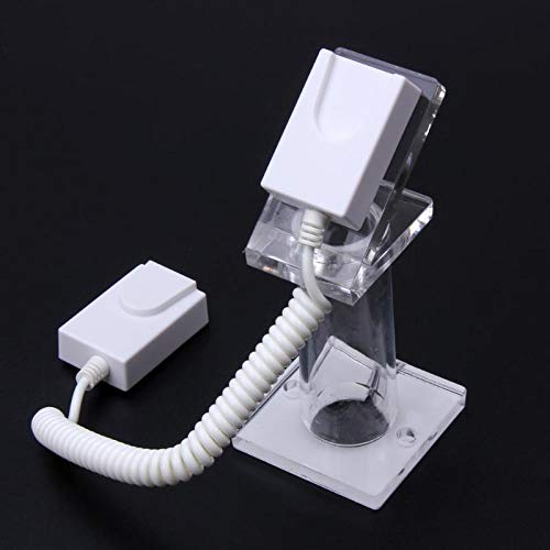 Oval Transparent Anti-Theft Phone Stand with Spring Cable - Secure Mobile Phone Display Holder for Retail Stores, Countertops & Trade Shows