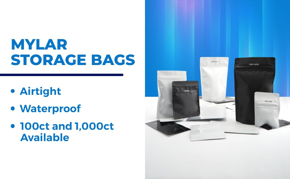 Premium Mylar Bags for Food Storage - 100 Count 5.25