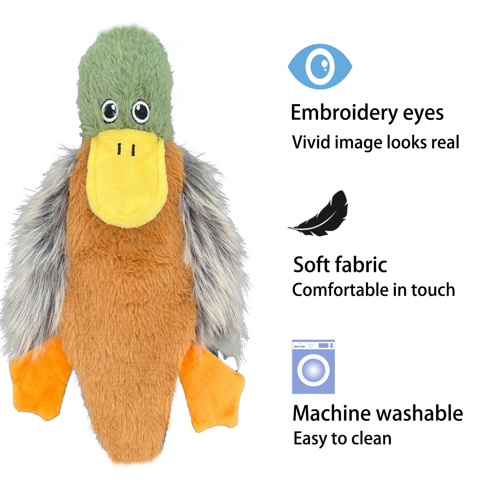 **3 Pack Squeaky Dog Toys for Large Dogs - Indestructible Plush Chew Toys for Aggressive Chewers, Crinkle Paper Duck Puppy Teething Toys (Soft & Durable) - Perfect for Playtime, Training & Anxiety Relief**