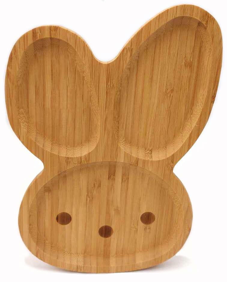 Eco-Friendly Bamboo Plate for Snacks, Appetizers, Fruits & Vegetables - Cute Bunny Face Shaped Kids Meal Plate (11
