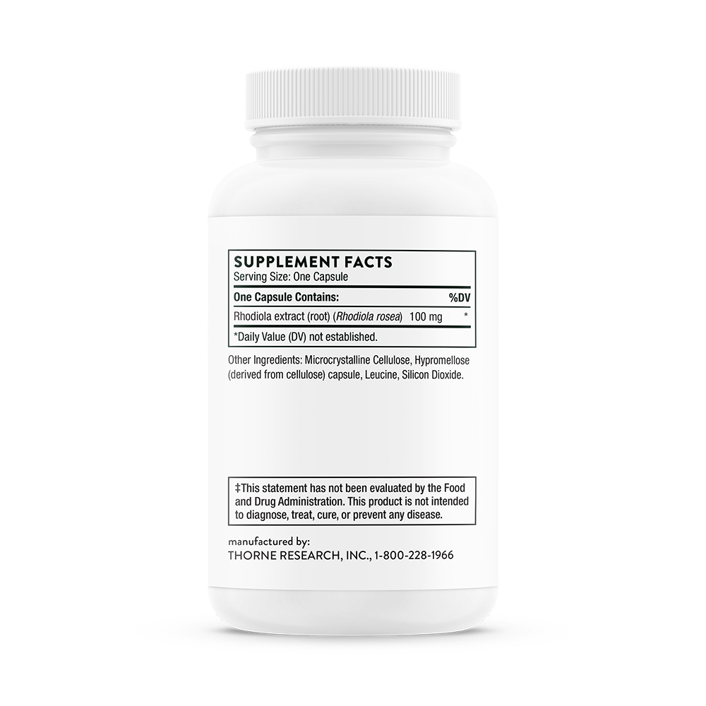 Thorne Rhodiola (SF755) - Premium Rhodiola Rosea Supplement for Stress Relief & Energy Boost - Supports Mental Clarity & Physical Endurance - Ideal for Busy Professionals & Athletes