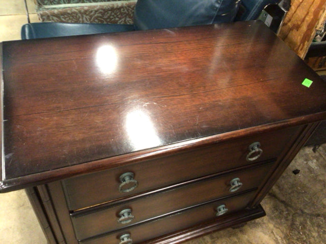 Tommy Bahama Dark Wood Three-Drawer Nightstand - Stylish Bedside Table for Bedroom, Living Room & Guest Room