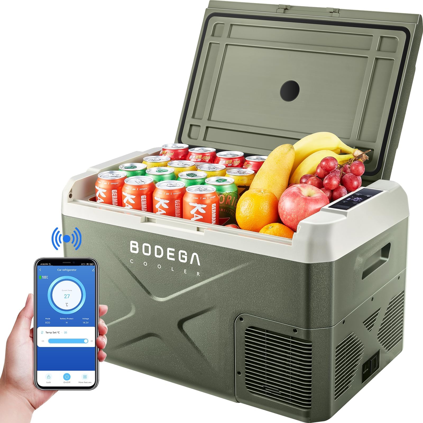 12V Portable Car Refrigerator with WiFi APP Control - 32 Quart (30L) Electric Cooler Freezer for RV, Camping & Travel - Dual Voltage 12/24V DC & 100-240V AC - Temperature Range 4°F to 68°F - Perfect for Road Trips, Tailgating & Outdoor Adventures