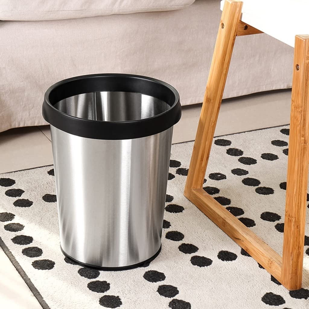 Stainless Steel Kitchen Trash Can - Creative Lidless Indoor Garbage Bin for Living Room, Bedroom, Bathroom - Durable Household Waste Basket (Color: A) | Perfect for Home, Office & Apartment Use