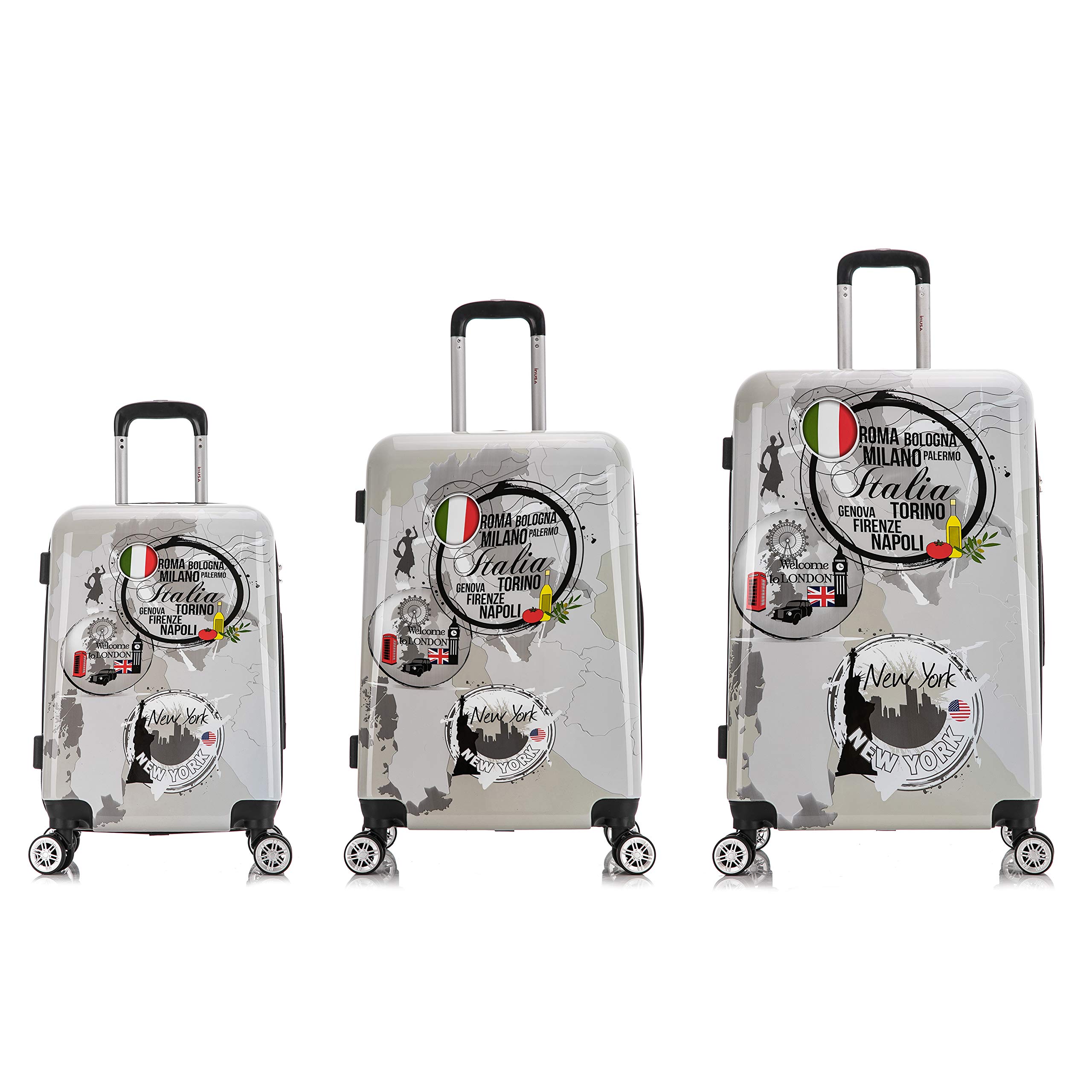 InUSA 3-Piece Hardside Luggage Set with 360° Spinner Wheels - Lightweight Durable Suitcase for Travel (20in, 24in, 28in) | Perfect for Business Trips, Family Vacations & International Travel