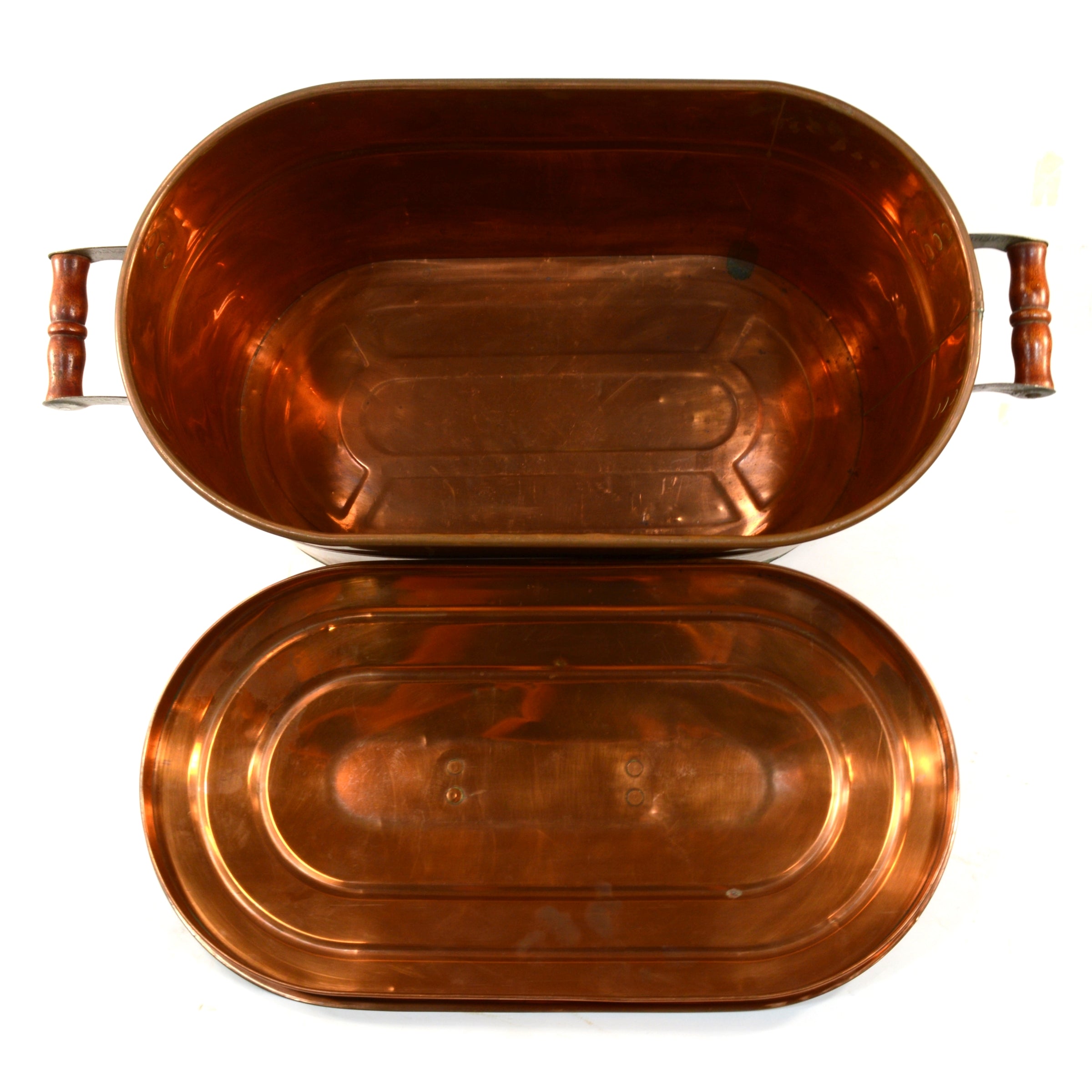 Vintage Revere Copper 14-Gallon Roasting Pan with Double Handles & Original Lid - Perfect for Large Family Dinners, Holiday Cooking, and Professional Catering