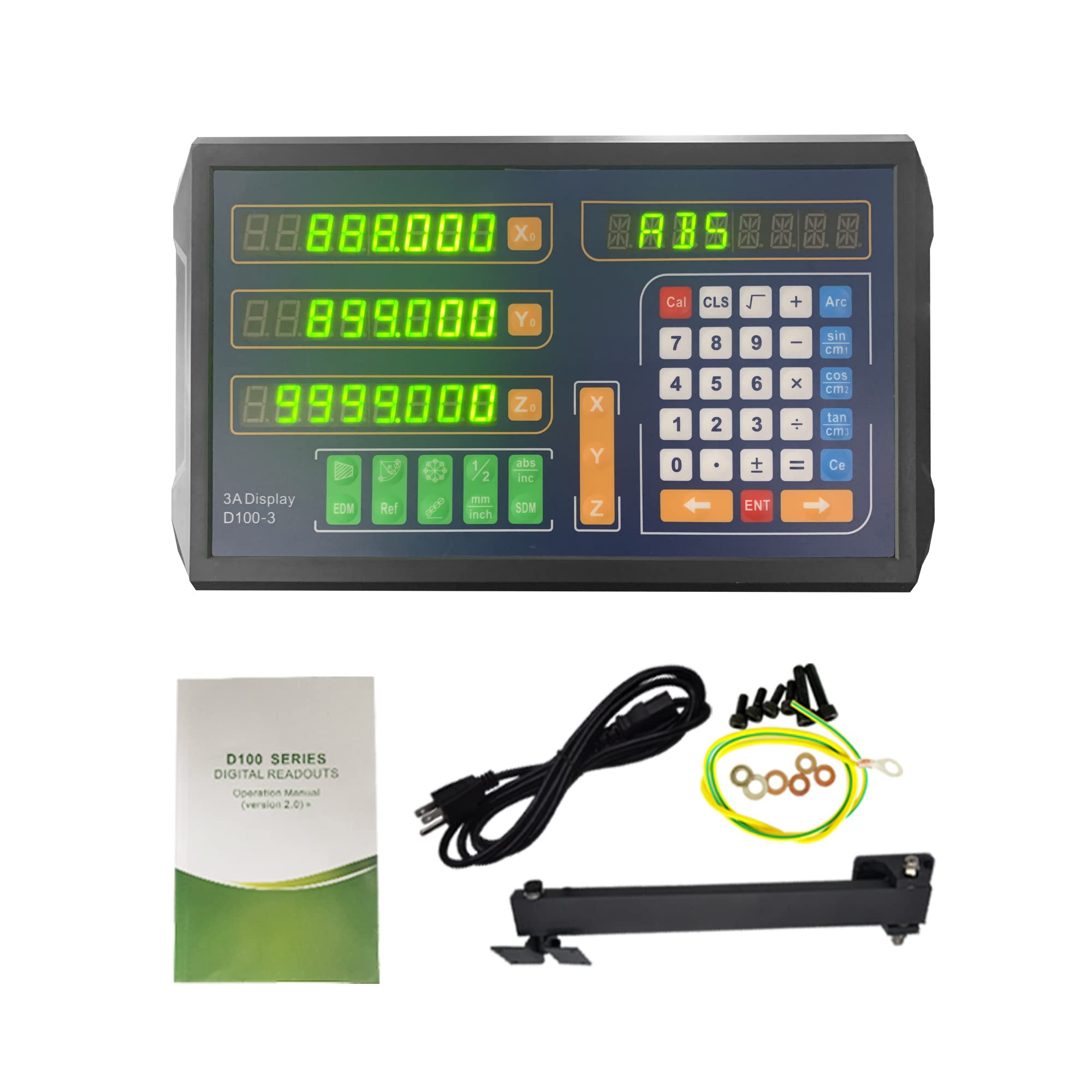 3-Piece Linear Glass Scale DRO Kit for Milling Machine (170-1020mm) with 3-Axis Digital Readout Display Counter - Precision Measurement for Metalworking & CNC Machining