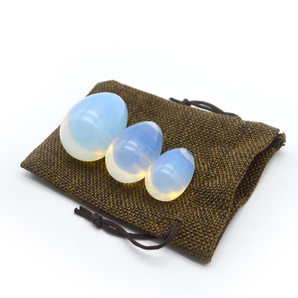 Opal Jade Yoni Eggs Set of 3 - Natural Kegel Exercise Stones for Pelvic Floor Muscle Strengthening & Vaginal Health - Perfect for Women's Wellness, Postpartum Recovery & Tantric Practice