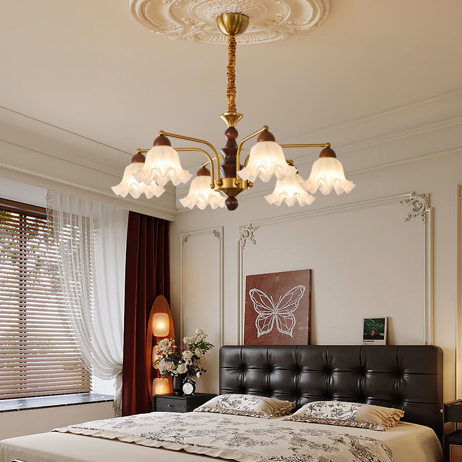 Elegant Blossom Flowers Chandelier - Floral Crystal Ceiling Light Fixture for Dining Room, Bedroom & Living Room Decor
